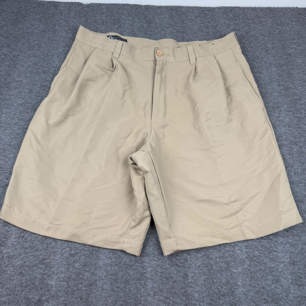 Clubhouse Collection Golf Shorts Mens‎ 36 Tan Khaki Pleated Front Polyester